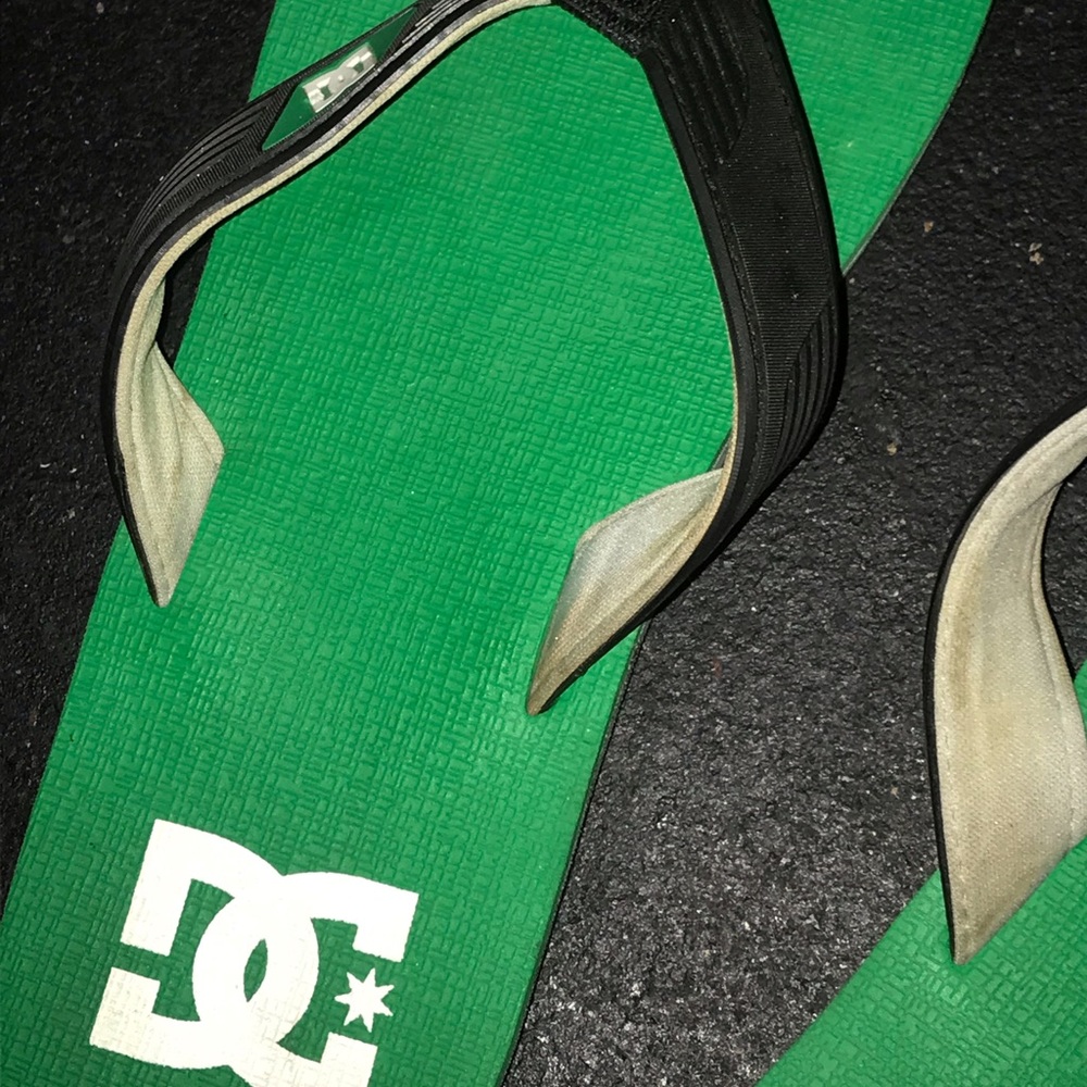 Practically new DC inc Green Flip Flops